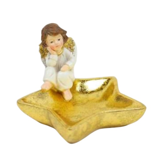Taça dourada com anjo 15x11cm