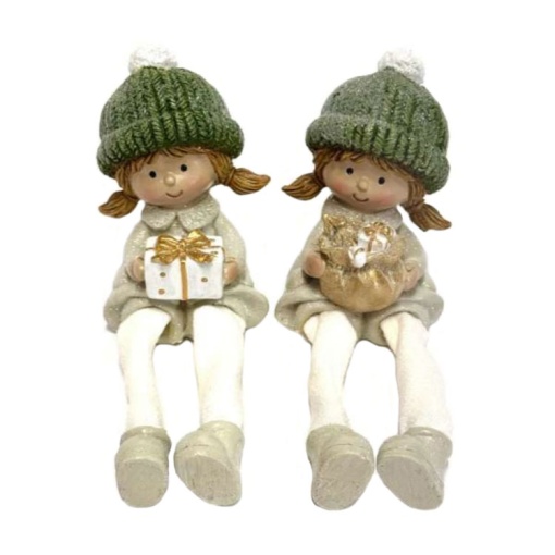 Menina com gorro verde 16cm sortido