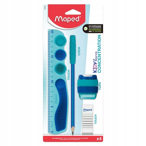 Kit MAPED Kidy Learn Concentration régua+lápis+borracha+afia
