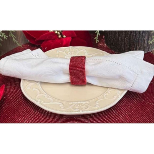 Anel de guardanapo vermelho - 4 unidades