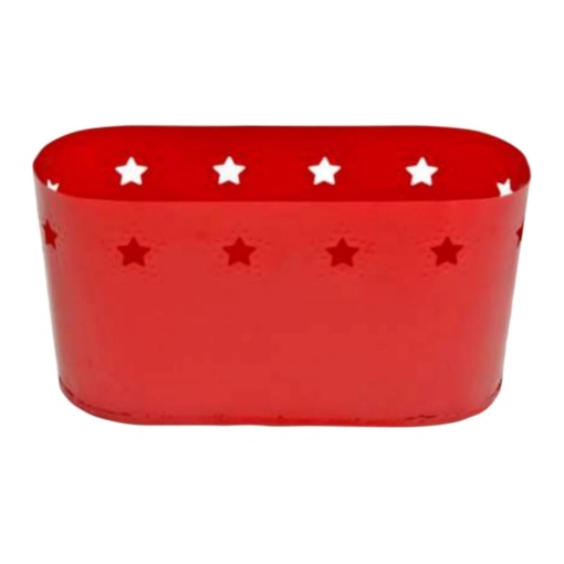 Vaso metálico oval vermelho