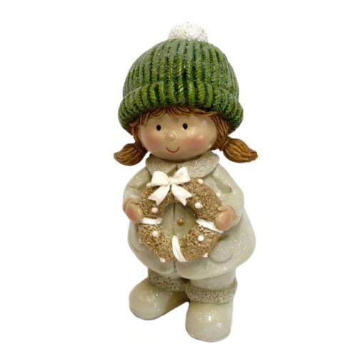 Menina com gorro verde 18cm