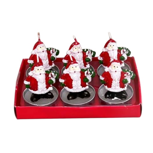 Vela tealight com Pai Natal 9cm - 6 unidades