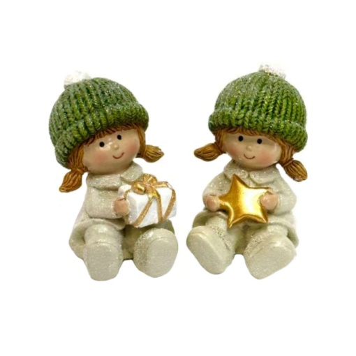 Menina com gorro verde 6,5cm sortido