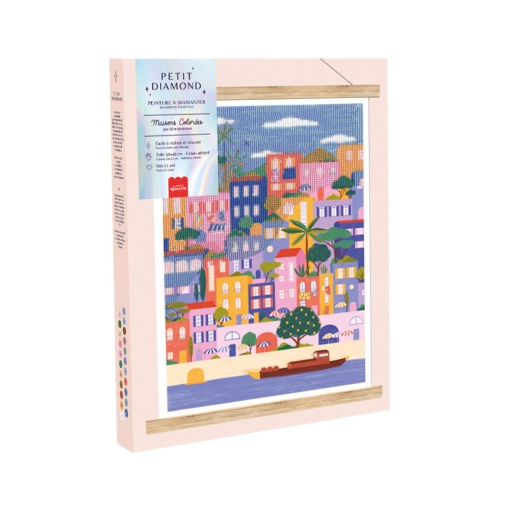 Pintar com diamantes La Petite Épicerie Petit Diamond 30x40cm - Casas coloridas