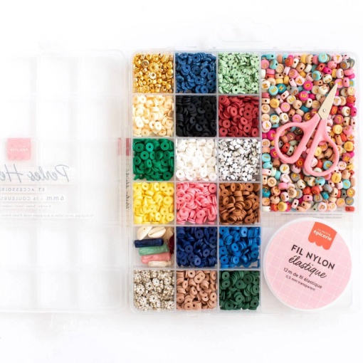 Caixa de 16 cores de missangas Heishi 6mm - Nature La Petite Épicerie