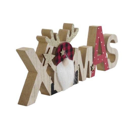 Placa de madeira Xmas 30x12x12cm