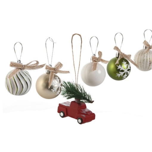 Conjunto enfeites para árvore de Natal 24 peças
