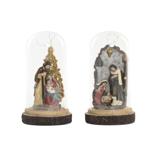 Sagrada Família em campânula com LED 10x10x21cm sortido