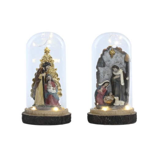 Sagrada Família em campânula com LED 10x10x21cm sortido