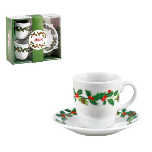 Conjunto 2 chávenas de café azevinho ANILAR