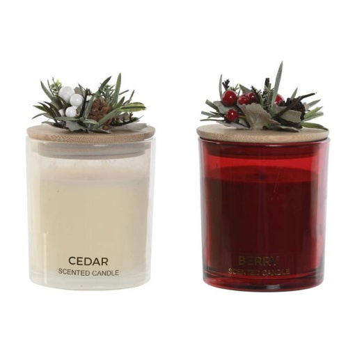 Vela em copo com tampa de madeira 8x8x12,5cm sortido