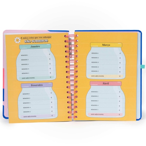 Agenda diária Wonder A5 2026 espiral MR.WONDERFUL "Quando uma porta se abre" + esferográfica apagável