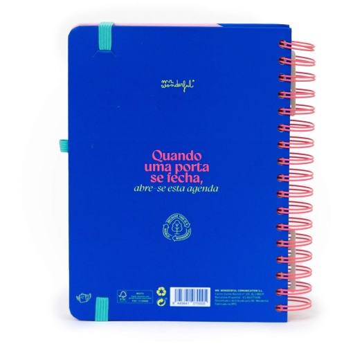 Agenda diária Wonder A5 2026 espiral MR.WONDERFUL "Quando uma porta se abre" + esferográfica apagável
