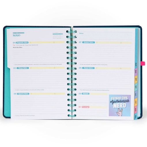 Agenda semanal Wonder A5 2026 espiral MR.WONDERFUL "Seres tu está na moda" + esferográfica apagável