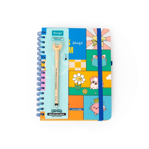 Agenda semanal Wonder A5 2026 espiral MR.WONDERFUL "Planos random" + esferográfica apagável