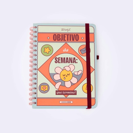 Agenda semanal Wonder A5 2026 espiral MR.WONDERFUL "Objetivo da semana" + esferográfica apagável