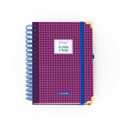 Agenda diária Office 170x226mm 2026 espiral MR.WONDERFUL "A vida é hoje" + esferográfica apagável