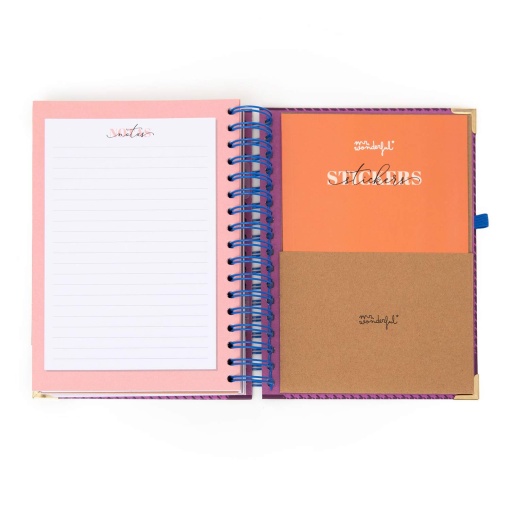 Agenda diária Office 170x226mm 2026 espiral MR.WONDERFUL "A vida é hoje" + esferográfica