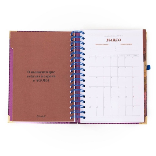 Agenda diária Office 170x226mm 2026 espiral MR.WONDERFUL "A vida é hoje" + esferográfica