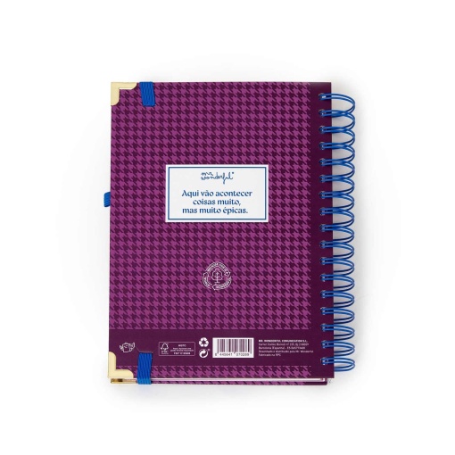 Agenda diária Office 170x226mm 2026 espiral MR.WONDERFUL "A vida é hoje" + esferográfica