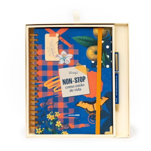 Agenda diária Office 170x226mm 2026 espiral MR.WONDERFUL "Non stop" + esferográfica