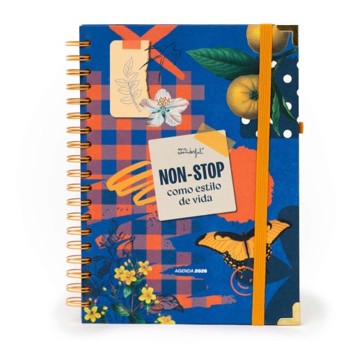 Agenda diária Office 170x226mm 2026 espiral MR.WONDERFUL "Non stop" + esferográfica