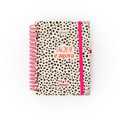 Agenda diária Office 170x226mm 2026 espiral MR.WONDERFUL "Aqui e agora" + esferográfica apagável
