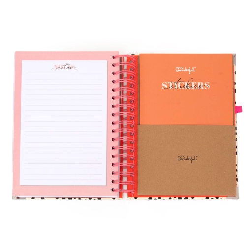 Agenda diária Office 170x226mm 2026 espiral MR.WONDERFUL "Aqui e agora" + esferográfica apagável