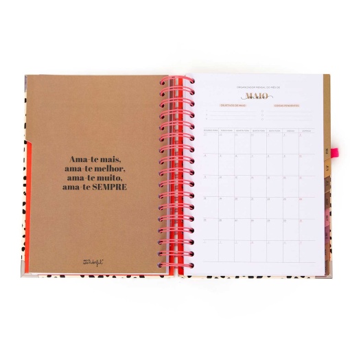 Agenda diária Office 170x226mm 2026 espiral MR.WONDERFUL "Aqui e agora" + esferográfica apagável