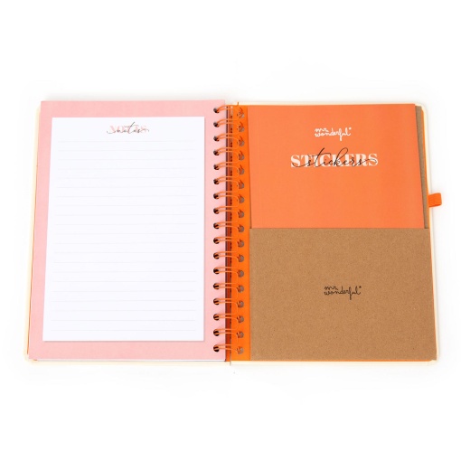 Agenda semanal Office A5 2026 espiral MR.WONDERFUL "Sem regras, só atitude" + esferográfica apagável