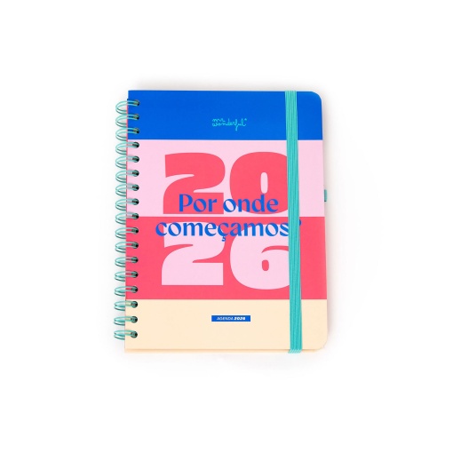 Agenda semanal Office A5 2026 espiral MR.WONDERFUL "Por onde começamos?" + esferográfica apagável