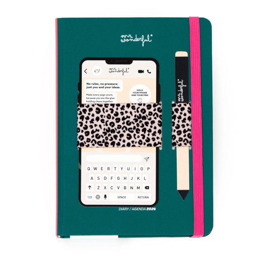 Agenda semanal Basic A5 2026 MR.WONDERFUL "My new era" com suporte para telemóvel