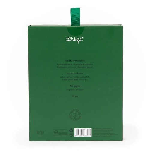 Agenda semanal Pocket 128x172mm 2026 MR.WONDERFUL verde