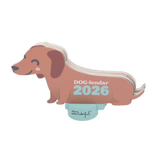 Calendário de mesa com base 2026 MR.WONDERFUL "Dog-lendar cão salsicha"