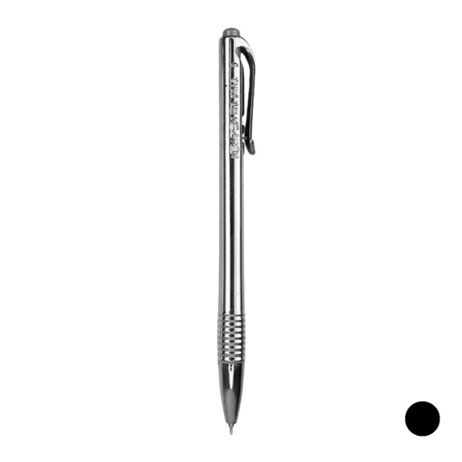NEWPEN Clic Sensations Metallic 2.0 gel ballpoint pen, silver, black ink, 0.7mm.