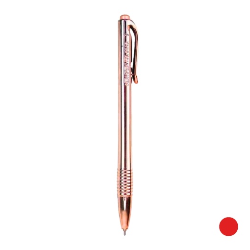 NEWPEN Clic Sensations Metallic 2.0 gel ballpoint pen, rose gold, red ink, 0.7mm.