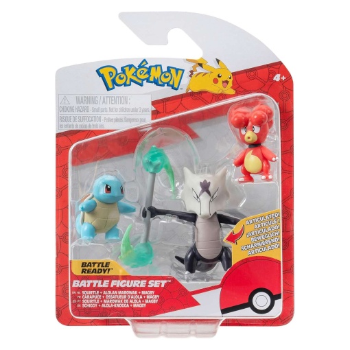Pokémon multipack 3 figuras - Squirtle + Marowak de Alola + Magby