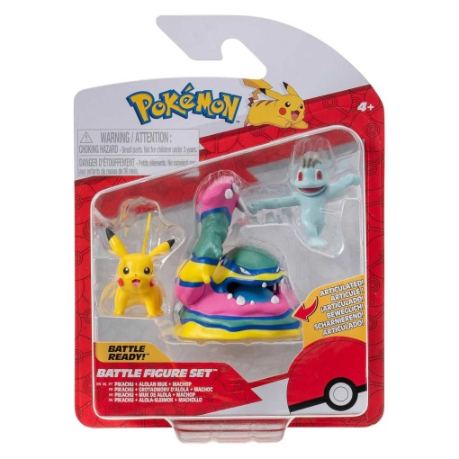 Pokémon multipack 3 figuras - Pikachu + Alolan Mulk + Machop