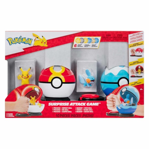 Pokémon jogo ataque surpresa - Pikachu + Mudkip com bola de repetição e de mergulho