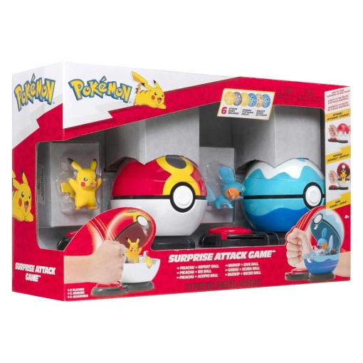 Pokémon jogo ataque surpresa - Pikachu + Mudkip com bola de repetição e de mergulho