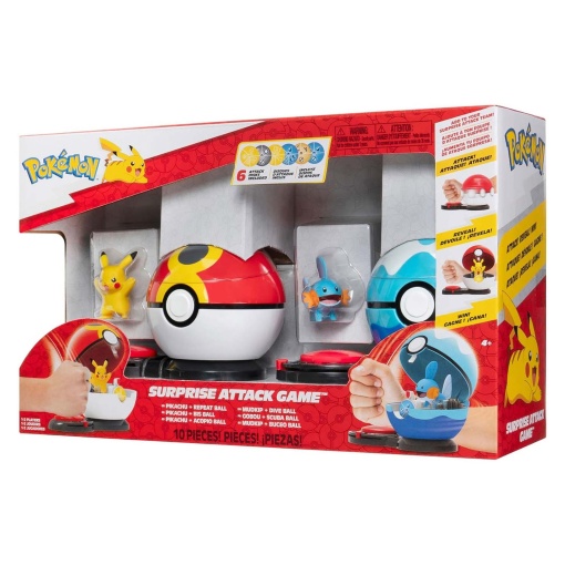 Pokémon jogo ataque surpresa - Pikachu + Mudkip com bola de repetição e de mergulho