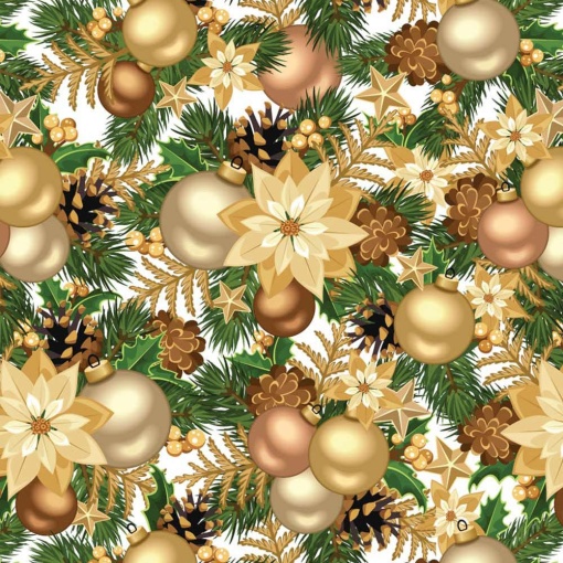 Papel de embrulho JOL Natal 70x100cm bolas e flor de Natal