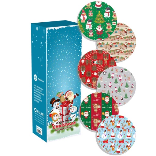 Papel de embrulho JOL Natal rolito 70x500cm Merry Christmas and Happy New Year sortido