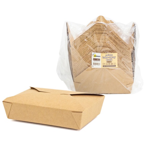 Caixa take away kraft 1480ml IBERPACK - 25 unidades