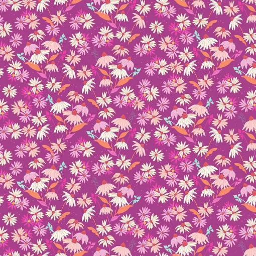 Tecido MAKOWER Wildflowers Petals & Stitches Echinacea Pink 1x1,12m