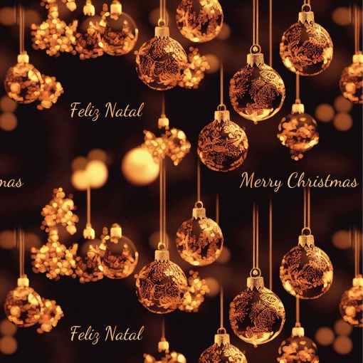 Papel de embrulho AMBAR Natal 70x100cm bolas de Natal douradas