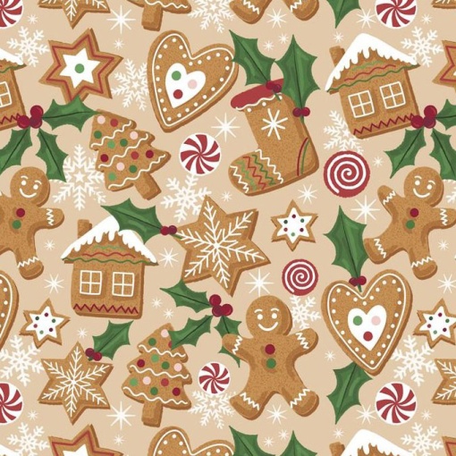 Tecido HILOGAR Christmas Miniatures III bege 1x1,10m