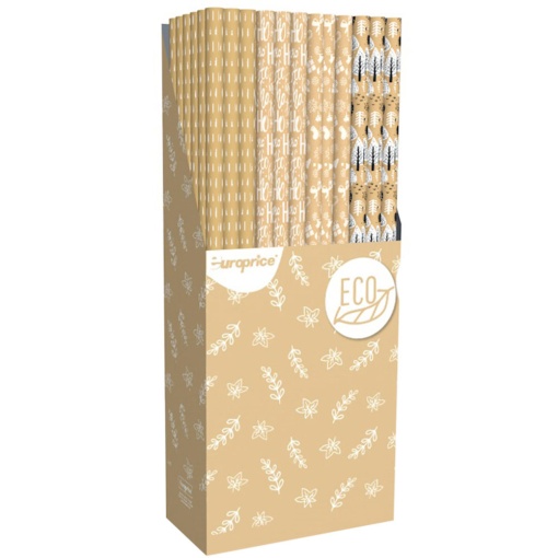 Papel de embrulho EUROPRICE kraft selection rolito 70cmx5m sortido
