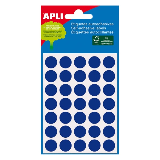Etiquetas adesivas 13mm azul 5 folhas APLI - 175 unidades